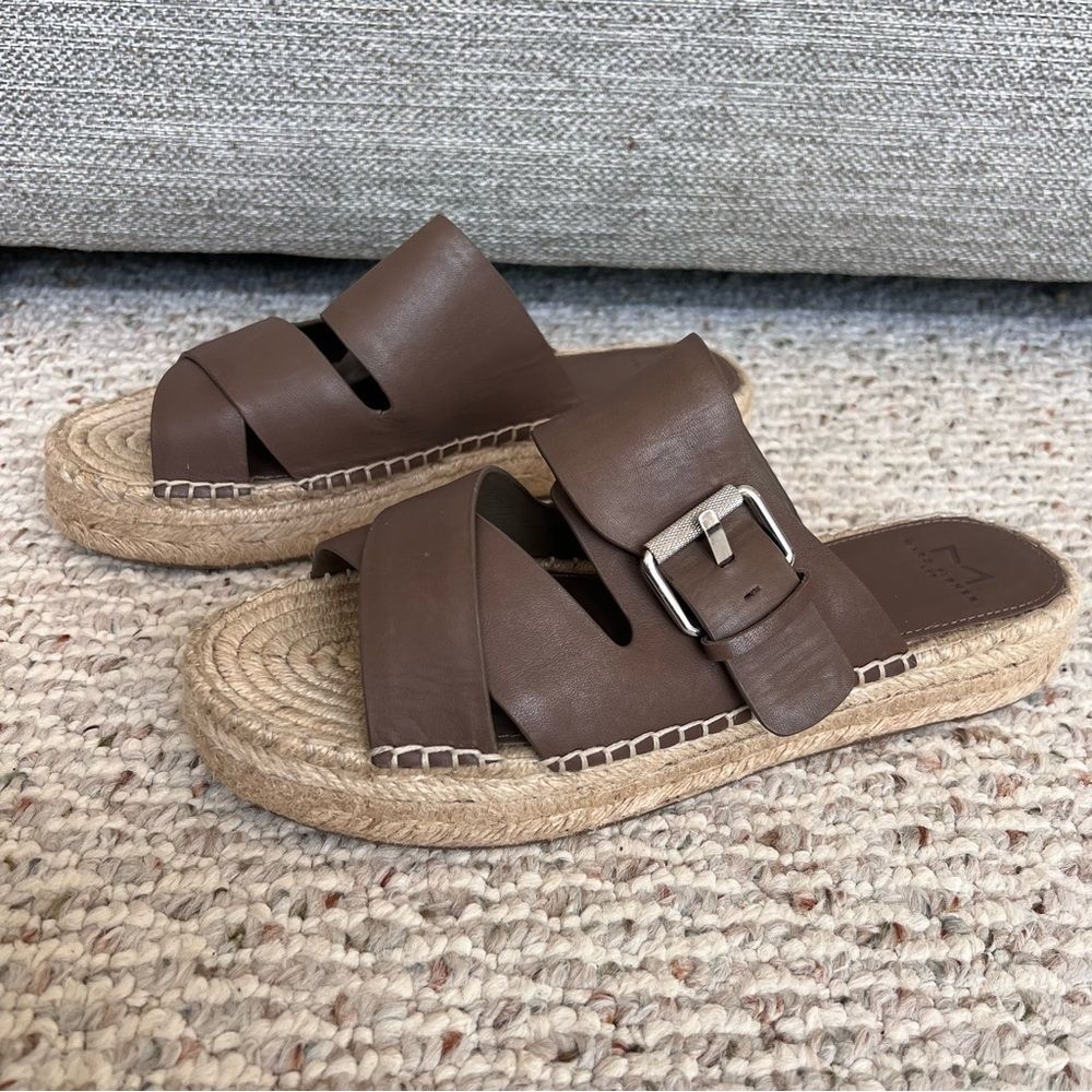 Marc Fisher Venita Leather Espadrille Slide Sandal